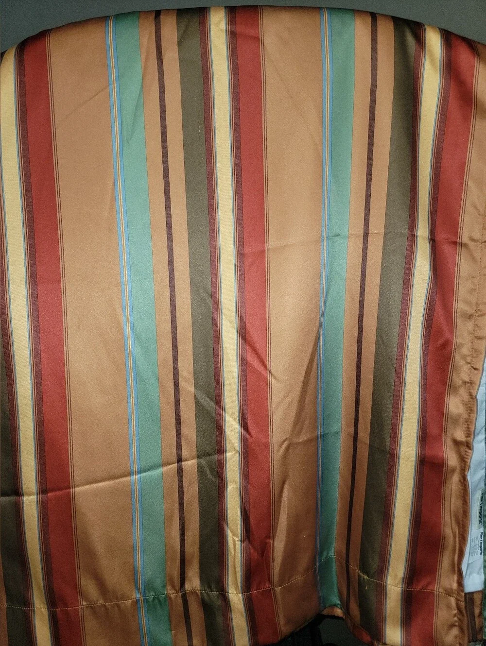 Pier One Curtains (2) in Tan, Red & Aqua Striped. Lined Pole Pocket 54X84
